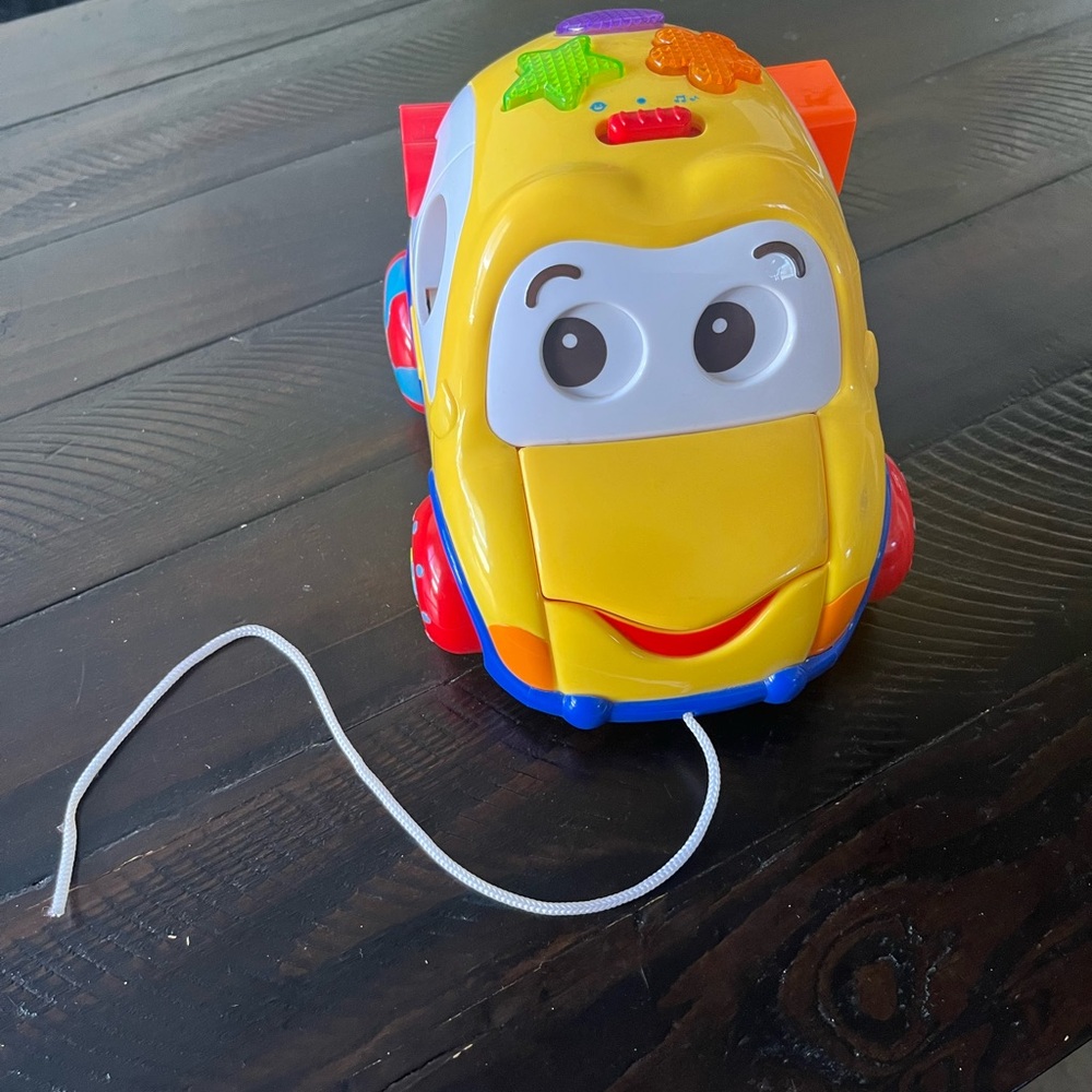 Yellow Pull-Along Activity Toy Car for Kids